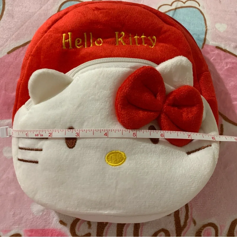 Hello Kitty Red and White Plush Mini Backpack with Front Pocket NWOT
